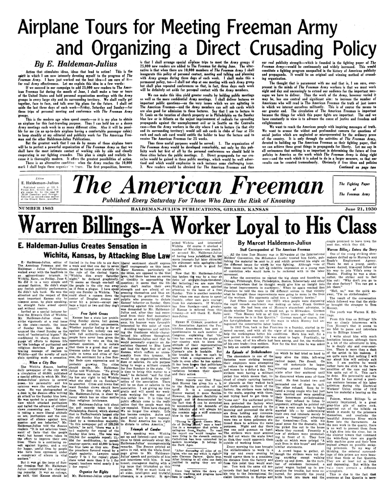 The American Freeman, Number 1803, June, 21, 1930.